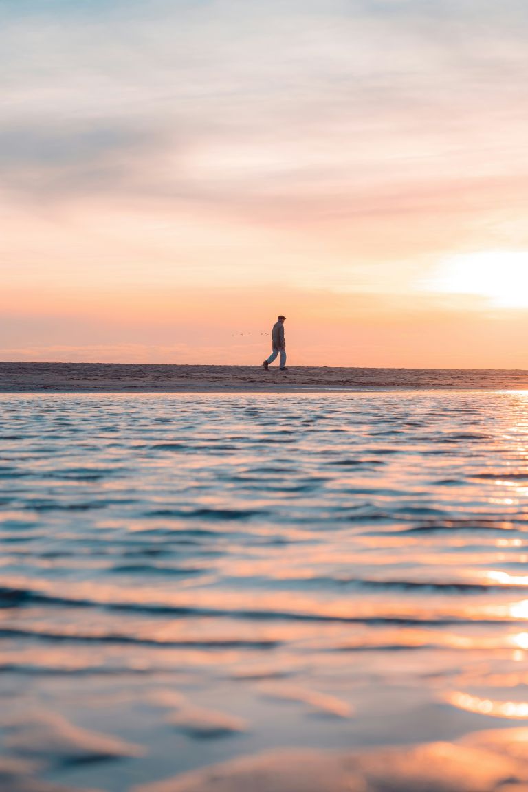 Walking on beach after fresh start